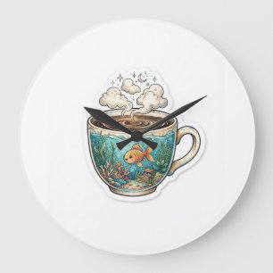 Horloge murale Coffee Ocean – Poisson fantaisiste