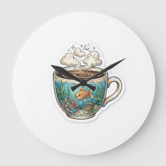 Horloge murale Coffee Ocean – Poisson fantaisiste