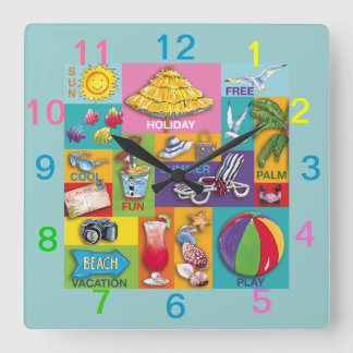 Horloge murale Collage de l'heure de plage