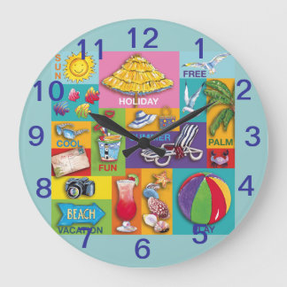 Horloge murale Collage de l'heure de plage