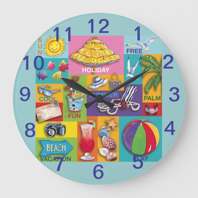 Horloge murale Collage de l'heure de plage (Recto)