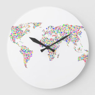 Horloge murale colorée de la carte du monde