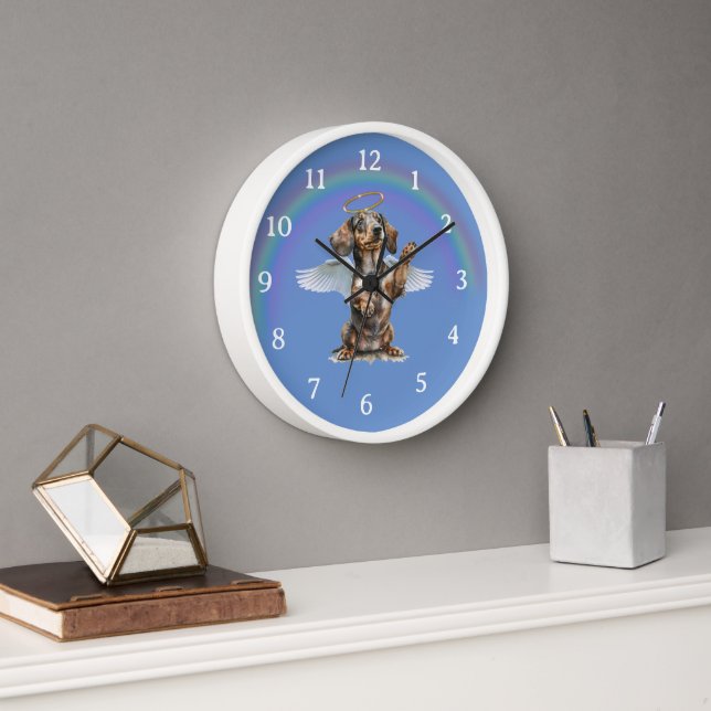 Horloge murale commémorative pour dachshund ange (Bureau)