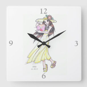 Horloge murale comportant la fille dans la robe et