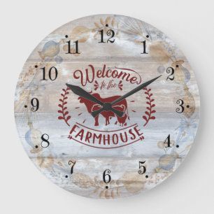 Horloge murale coq de ferme rustique