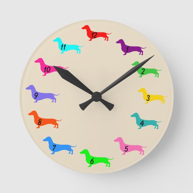 Horloge murale couleur Dachshund (Recto)