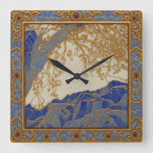 Horloge murale couleur or argent Lapis Alpes franç