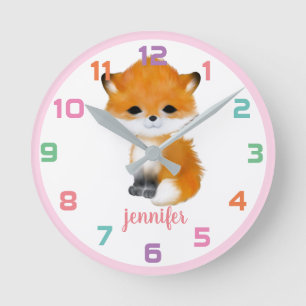 Horloge murale couleur Renard de bois rose