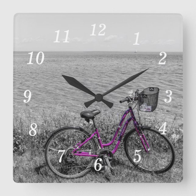 Horloge murale couleur sélective du vélo de l'île  (Recto)