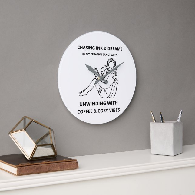 Horloge murale Cozy Reading & Coffee  (Bureau)