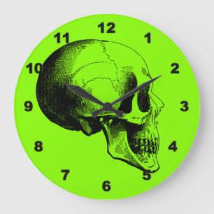 Horloge murale crâne, vert