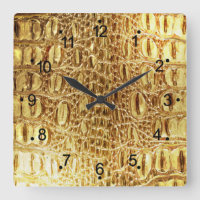 Horloge murale crocodile en or brillant