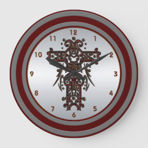 Horloge murale croisée religieuse
