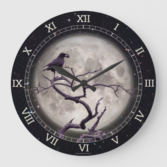 Horloge murale Crow at Night Raven Tree Imaginaire (Recto)