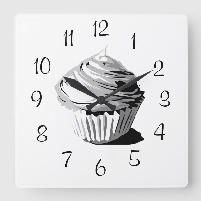 Horloge murale cupcake vecteur gris (Recto)