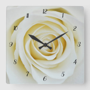 Horloge murale d'acrylique de fleur de rose blanc