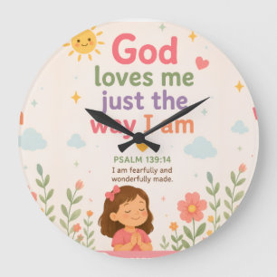 Horloge murale d'affirmation chrétienne pour enfan