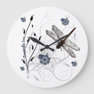 Horloge murale d'amour de libellule