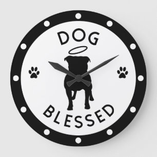 Horloge murale d'ange de pitbull bénie "par chien