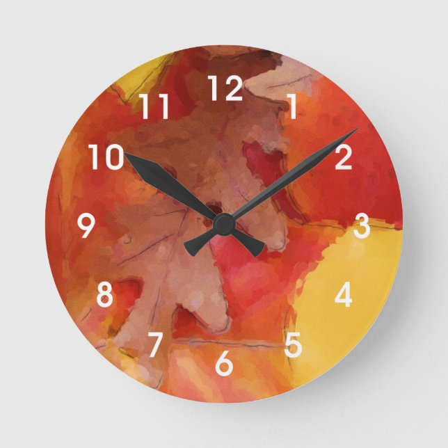 Horloge murale d'aquarelle de feuille d'automne (Recto)