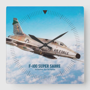 Horloge murale d'art aéronautique"F-100 Super Sabr