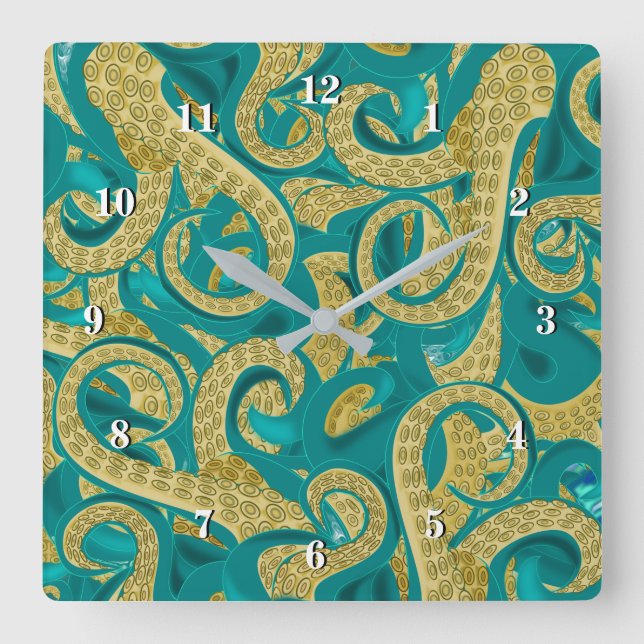 Horloge murale d'art octopus moderne - Peinture (Recto)