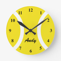 Horloge murale de balle de tennis jaune personnali