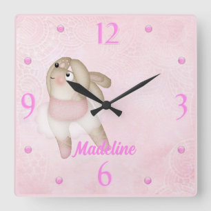 Horloge murale de Ballerina Bunny Nursery