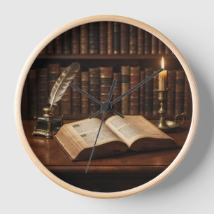 Horloge murale de bibliothèque vintage Dark Academ