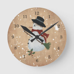 Horloge murale de bonhomme de neige de pays