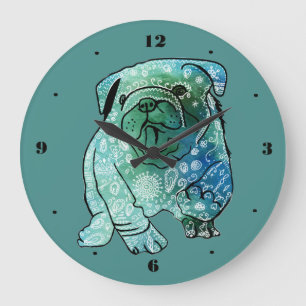 Horloge murale de bouledogue français de mandala