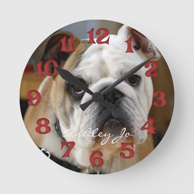 Horloge murale de Bulldog anglais personnalisé (Recto)