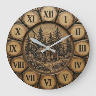 Horloge murale de cabane en rondins rustique | For