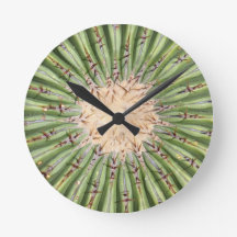 Horloge murale de cactus, 8" Arrondi Acrylique