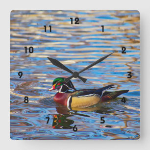 Horloge murale de canard en bois