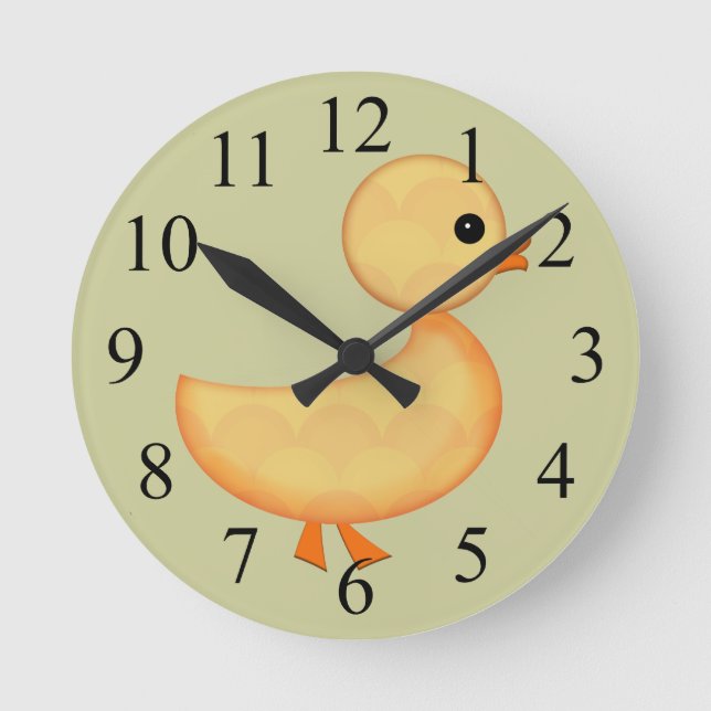 Horloge murale de caneton mignon pour enfants (Recto)