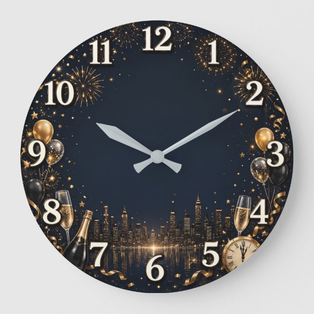 Horloge murale de célébration du Nouvel An élégant (Recto)