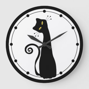 Horloge murale de chat noir
