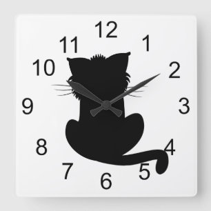 Horloge murale de chat noir