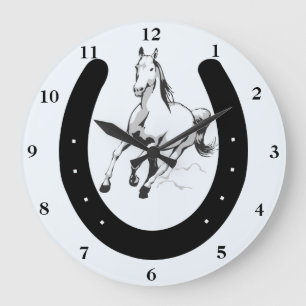 Horloge murale de cheval et de fer à cheval