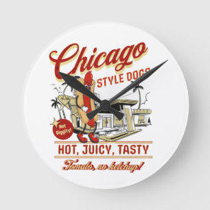 Horloge murale de Chien Chaud Style Retro Chicago