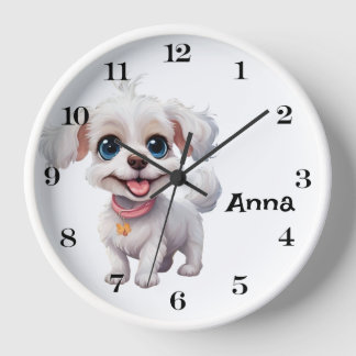 Horloge murale de chien mignon personnalisée : Jou
