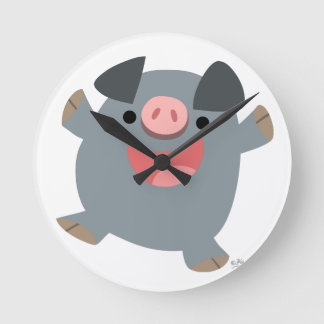 Horloge murale de cochon rebondissant en dessin mi