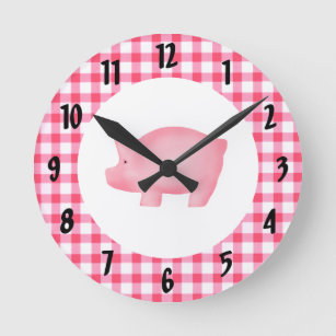 Horloge murale de cochon rose