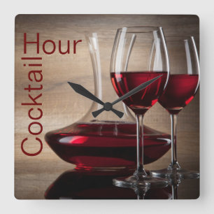horloge murale de cocktail de vin rouge