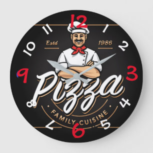 Horloge murale de conception de pizza avec des