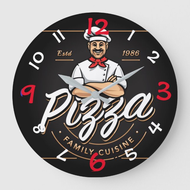 Horloge murale de conception de pizza avec des (Recto)