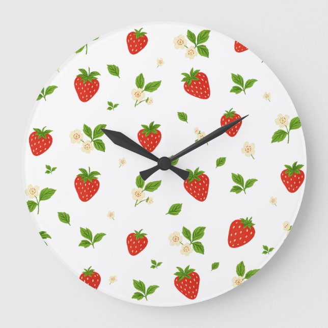 Horloge murale de cuisine à motif fraise (Recto)