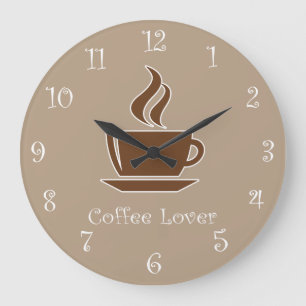 Horloge murale de cuisine avec thème du café