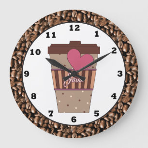 Horloge murale de cuisine de tasse de café de Jav